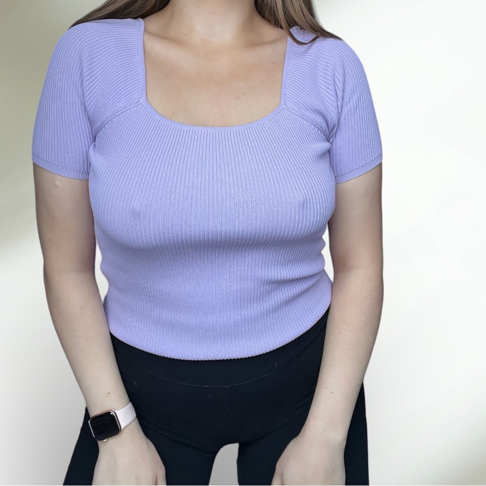 SPRING lilac square neck t-shirt